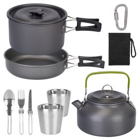 12Pcs Camping Cookware Set Aluminum Pot Pan Kettle Cup Fork Spoon Knife With Storage Bags For Hiking Picnic Outdoor
