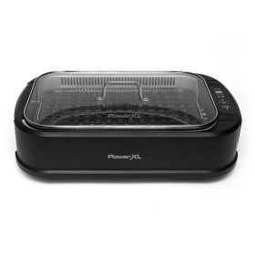 PowerXL Smokeless Grill Family Size- with Tempered Glass Lid with Interchangeable Grill and Griddle Plate and Turbo Speed Smoke Extractor Technol